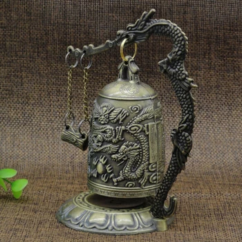 Karšto Senovinių Namų Puošybai Cinko Lydinys Vintage Stiliaus Bronzinis Užraktas Dragon Iškaltas Budistų Bell Kinijos Geomanticheskih Artware