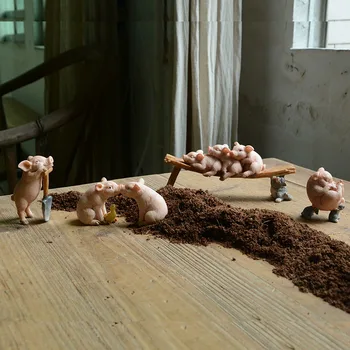 Kasdien Surinkimo kiaulių miniatiūrinės figūrėlės pasakų sodo dekoro ir Namų Dekoro Priedai Dervos amatai