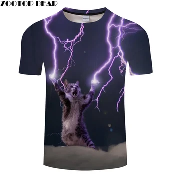 Kačių ir Žaibo 3D Print t shirt Vyrai Moterys tshirts Vasaros Atsitiktinis Trumpas Rankovės O-kaklo Viršūnes&Tees Camisetas Lašas Laivas ZOOTOP LOKYS
