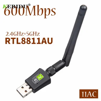 Kebidu Nemokama Vairuotojo 600Mbps 5/2.4 Ghz Tinklo Korteles Wifi Adapter USB Dual Band LAN tinklo Antena Dongle Wifi Win 7 8 10 RTL8811AU