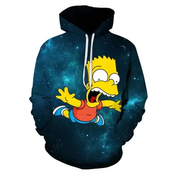 Keistų dalykų 3D Atspausdintas hoodies vyrų Animacinių filmų Simpsonų hoodie anime Puloveris Atsitiktinis, kietas Palaidinės Komfortą palaidinukė, s-4xl