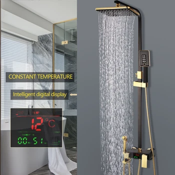 KEMAIDI Skaitmeninis LED Dušo Nustatyti, Vonios Sienelės, Sumontuoti Termostatiniai Dušo Sistemos, Karšto Šalto Maišytuvas Vonios Maišytuvas Aikštėje Spray