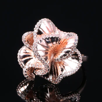 Kinel 2020 Naują Crystal Gėlių, Vestuvių Žiedai Moterims Rose Gold Cirkonis Sužadėtuvių Žiedai Mados Šalis Retro Papuošalai
