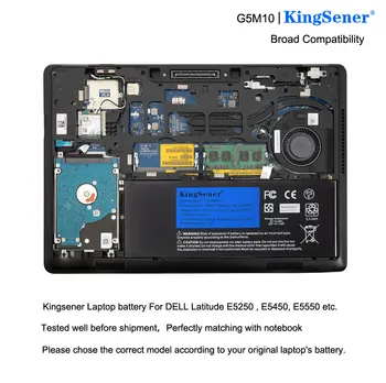 KingSener G5M10 Nešiojamas baterija DELL Latitude E5250 E5450 E5550 8V5GX R9XM9 WYJC2 1KY05 7.4 V 51WH Nemokamas Įrankis