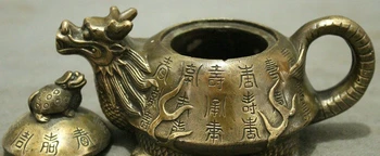 Kinijos Liaudies Bronzos Mitas Dragon Vėžlys Turtlet Statula Vario Virdulys Vyno Puodą