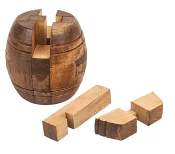 Klasikinis Barelį formos IQ Mediniai Bambuko Blokavimo Burr Puzzle Žaidimas Suaugusiems Vaikams