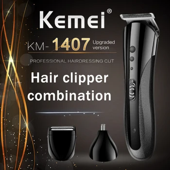 KM-1407 profesionali Plaukų Clipper Daugiafunkcis plaukų žoliapjovės elektrinės Barzda Žoliapjovės plaukų kirpimas mašina trimeras cutter JK/JAV plug