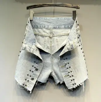 Kniedės džinsinio šortai moterims 2020 m. vasarą naujas mados aukštos juosmens viena breasted-line džinsai, šortai-sijonas