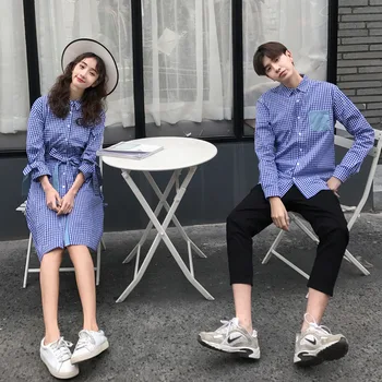 Korėjiečių pora drabužių tshirts kolegijos mados stilius pora mėgėjams moterų vasaros paplūdimio suknelė-skara derinti drabužius aprangą dėvėti 40