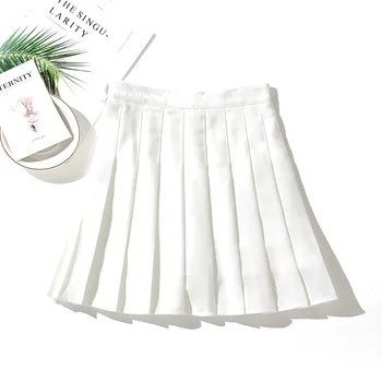 Korėjos stiliaus vientisa spalva aukšto juosmens Moterų Mini harajuku moterų sijonai ponios sexy balta sijonas moterims Kawaii Sijonas juodas/baltas