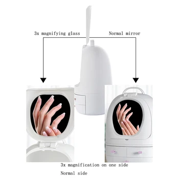 Kosmetikos Laikymo Dėžutė LED Šviesos Kosmetinis Veidrodėlis Makiažas Organizatorius Dulkėms Stalčių Darbalaukio Apdailos Lauke Nešiojamas USB Makiažas Atveju