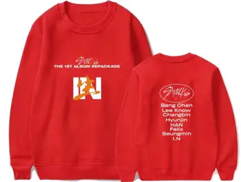 Kpop straykids benamių vaikų albumas pat visų valstybių pavadinimai spausdinimo hoodies mados unisex o kaklo vilnos megztinis palaidinukė