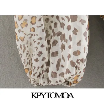 KPYTOMOA Moterų 2020 M. Mados Leopardas Spausdinti Susiėmę Mini Suknelė Vintage Trys Ketvirtį Rankovėmis Su Pamušalu Moterų Suknelės, Vestidos