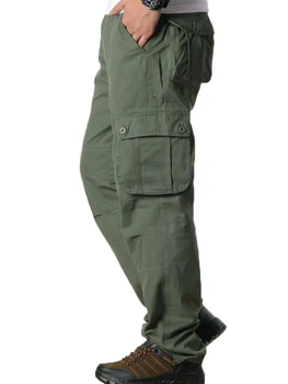 Krovinių Kelnės Vyrams Medvilnės Streetwear Armijos Multi Kišenės Kelnės Pantalon Homme Mens Outwear Sweatpants Karinės Taktinės Kelnės
