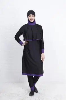 Kuklus maudymosi Kostiumėliai Moterims Kratinys Hijab ilgomis Rankovėmis, Sporto maudymosi kostiumėlį 2 vienetų rinkinių pilnas draudimas Islamo Burkinis Dėvėti Maudymosi Kostiumas