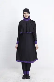 Kuklus maudymosi Kostiumėliai Moterims Kratinys Hijab ilgomis Rankovėmis, Sporto maudymosi kostiumėlį 2 vienetų rinkinių pilnas draudimas Islamo Burkinis Dėvėti Maudymosi Kostiumas