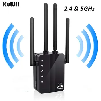 KuWFi 300/1200Mbps Belaidžio WiFi Kartotuvas Wifi Extender Dvigubos Juostos AP Router Wi-Fi Stiprintuvas Ilgo Nuotolio Signalo Stiprintuvas