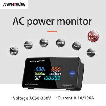 KWS-AC300 Įtampos Testeris Voltmeter AC, 50-300V Elektros Energijos Skaitiklis LED Wattmeter Elektros Skaitiklis Su Reset 