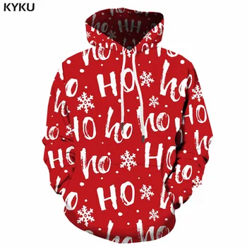 KYKU Raudona Hoodie Vyrų Kalėdų Palaidinukė Spausdinti Anime Drabužių Šalies 3d Hoodies Kalėdos Laimingas Hip-Hop Mens Drabužių Streetwear Gobtuvu