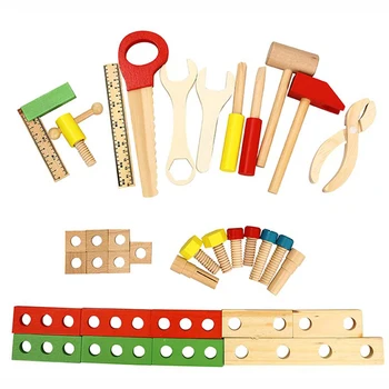 Kūdikių medinių žaislų vaikams rankena įrankių dėžė žaidimai Mokymosi Švietimo Medinis Įrankis, Žaislas Varžtas asamblėjos sodas, žaislai vaikams berniukas