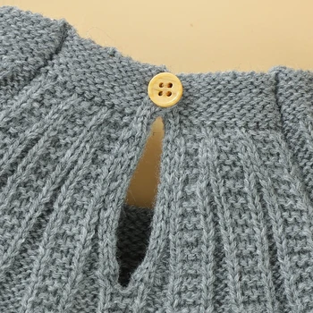 Kūdikių Rudens Apranga, Kietas Spalvų O-Kaklo Ilgą Rankovėmis Megztinis Džemperis su Nugaros Kaklo Mygtuką Bamblys Mergaitės