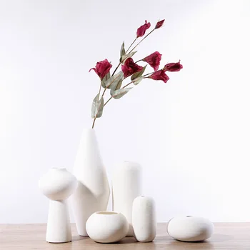 Kūrybinės keramikos keramikos baltos spalvos vaza Puošyba, modernus minimalistinio kambarį, namų dekoravimo reikmenys, gėlių kompozicijų dovana