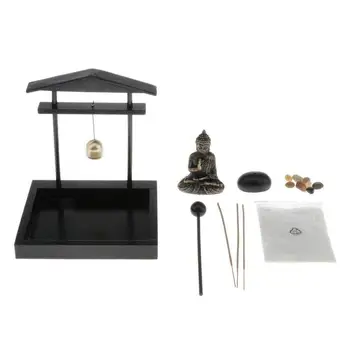 Kūrybos darbalaukio smilkalų degiklis dovana apdailos sodas su Budos statula Zen smėlio stalo apdailos dervos micro kraštovaizdžio furnis
