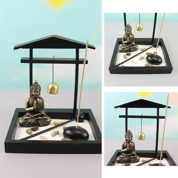 Kūrybos darbalaukio smilkalų degiklis dovana apdailos sodas su Budos statula Zen smėlio stalo apdailos dervos micro kraštovaizdžio furnis