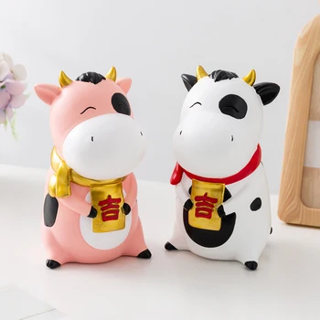 Kūrybos Kinų Stiliaus Mielas Karvių Apdailos Feng Shui Palaiminimą, Miegamojo, Biuro Stalo Dekoro Priedai Naujųjų Metų Prekes