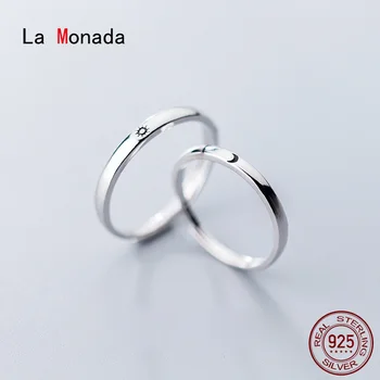 La Monada 51-64mm Mėnulis Saulės 925 Sterlingas Sidabro Žiedai Moterims Minimalistinio Pora Vestuvių Moterų Žiedas Reguliuojamas, Bauda Jewerly