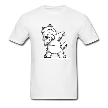 Laimingas Tepdami Vakarų Škotijos Terjeras Šuo Vyrų Marškinėlius Shih Tzu Hip-Hop Šokių Mielas Gyvūnų Corgi Vasaros Viršūnes Tees Medvilnė