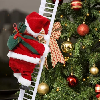 Laipiojimo Laiptais Kalėdų Senelio Kalėdos Statulėlės Ornamentu Dovanos Santa Claus Pliušinis Lėlės Dainavimo Santa Kopėčių Laipiojimo Virvė, Sūpynės, Žavesio