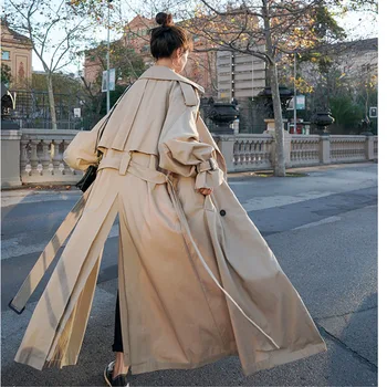LANMREM 2020 m. rudenį korėjos banga overknee švarkelis moterims derliaus atsitiktinis ilgomis rankovėmis striukė moteriška palaidi ilgi paltai YJ232