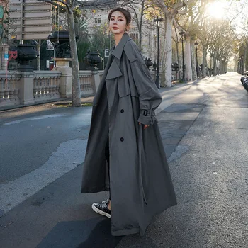 LANMREM 2020 m. rudenį korėjos banga overknee švarkelis moterims derliaus atsitiktinis ilgomis rankovėmis striukė moteriška palaidi ilgi paltai YJ232
