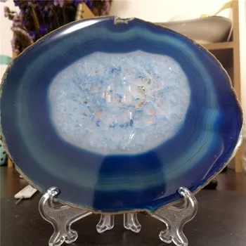 Larrge agatas Geode brangakmenio miestelyje mėlynas Agatas Gabalas+stentai 120-140MM gydymo kvarciniai akmenys ir kristalai buities reikmėms dekoro dovana