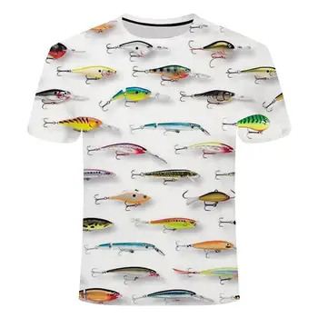 Lašas schip Vissen marškinėlius casuall stijl Digitale vis Korte Mouwen O-hals 3D print T-shirt Grote witte haai sandbeach Azijos dydis