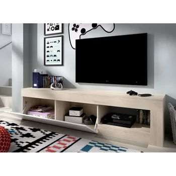 LEBO TV spintelė baltos ir NATŪRALIOS spalvos AEKIT pigūs gyvenimo kambario baldai