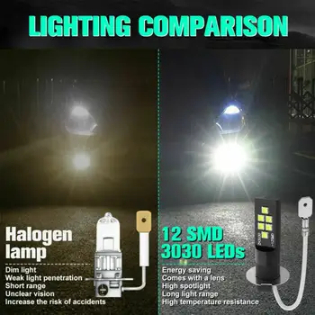 LED Rūko Lemputės, Žibintai H3 Universalus Priešrūkinis Žibintas labai Šviesus 2vnt LED Lemputės Automobilių Šviesos Surinkimo Universaliųjų Automobilių Žibintai priešrūkinis žibintas