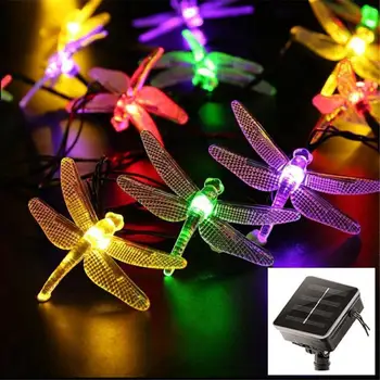 Led Saulės String Žibintai, Multi-color Optinio Pluošto Dragonfly Žibintai String Žibintai, Baterija Girliandas Sodo Kalėdų Lauko Decorat