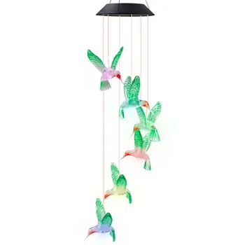 LED Saulės Žibintas Hummingbirds Dragonfly Vėjo Namo, Sodo Dekoro Saulės Šviesos, Saulės energija Varomas Spalva Keičiasi Vėjo Varpelių Šviesos