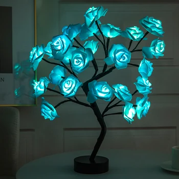 LED Stalo Lempa Išaugo Gėlė, Medis, USB Nakties Žiburiai Kalėdų Dovana Vaikams Kambario Rožių Gėlių, Apšvietimas, Namų Puošybai