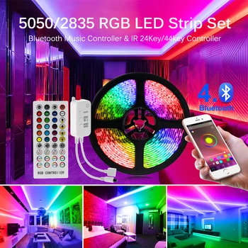 LED Šviesos Juostelės RGB 5050 2835 Lanksti LED Šviesos Juostelės 10M, 15M 20M 12V LED Juosta + Maitinimo Adapteris + 