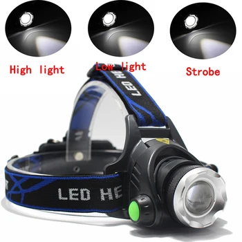 LED žibintai žvejybos priekinis žibintas 8000 liumenų T6/L2 3 rūšių Zoomable lempos Vandeniui Galvos Žibintuvėlis žibintuvėlis žibintas naudoja 18650