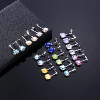LEKANI Įvairių Spalvų Kristalai Iš Swarovski Stud Auskarai Moterims, 925 Sterlingas Sidabro Fine Jewelry Vestuves Dovanos