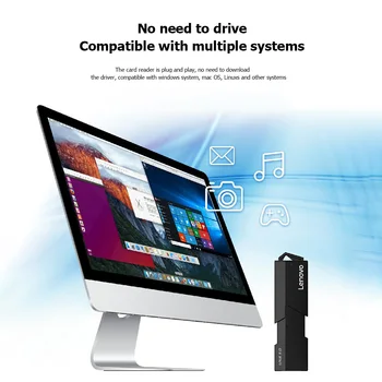 Lenovo D204 5Gbps USB 3.0 Atminties Kortelės Skaitytuvą 2 in 1 SD TF Nešiojamų Adapteriu Kompiuterio PC, 