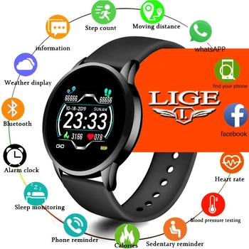 LIGE Naujas Smart Apyrankę Moterų Širdies ritmą, Kraujo Spaudimą, Stebėti Sporto Smart Apyrankė Pedometer fitness tracker Smart Watch Vyrai