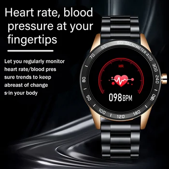 LIGE Naujas Smart Watch Vyrų Širdies ritmas, Kraujo Spaudimo Monitorius Informacija Priminimas Vandeniui Sporto Plieno Diržas Smartwatch Pedometer