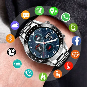 LIGE Vyrų Smart Žiūrėti Visą Jutiklinis Ekranas Smart Watch Širdies ritmo Monitoringo Vandeniui Sporto Treniruoklių Žiūrėti Luxury Smart Watch Vyrai