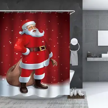Linksmų Kalėdų Vonios rinkinys Sniego Santa Tėvas Bell Briedžių Modelis Vandeniui Dušo Užuolaidos Tualeto Dangčio Mat Ne Slydimo Kilimas