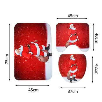 Linksmų Kalėdų Vonios rinkinys Sniego Santa Tėvas Bell Briedžių Modelis Vandeniui Dušo Užuolaidos Tualeto Dangčio Mat Ne Slydimo Kilimas